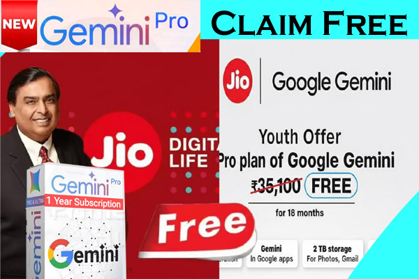 Free Google Gemini Pro for Reliance Jio users 18 month offer